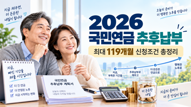 2026 국민연금 추후납부 몇 개월까지? 최대 119개월 신청조건 총정리