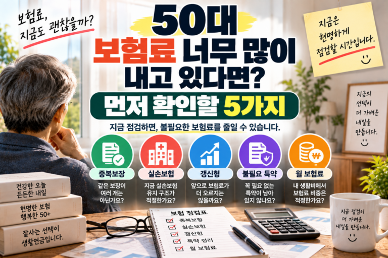 50대 보험료 너무 많이 내고 있다면 먼저 확인할 5가지｜중복보장·실손·갱신형 점검