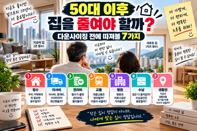 50대 이후 집을 줄여야 할까? 다운사이징 전에 따져볼 7가지