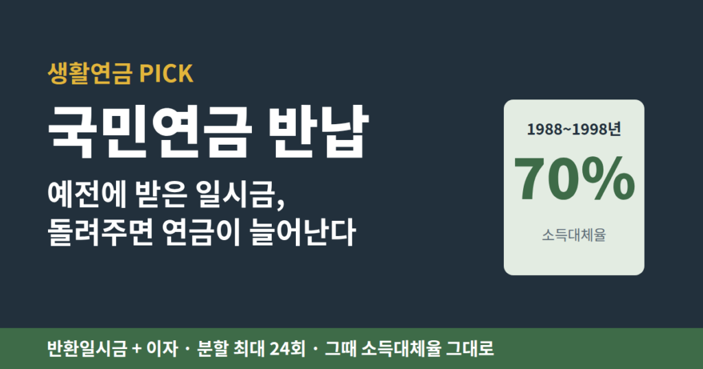 국민연금 반납｜예전에 받은 일시금 돌려주면 연금이 늘어난다